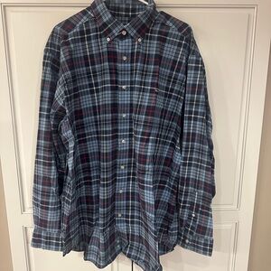 Vineyard Vines Men's Navy and Red Plaid Shirt- NWOT
